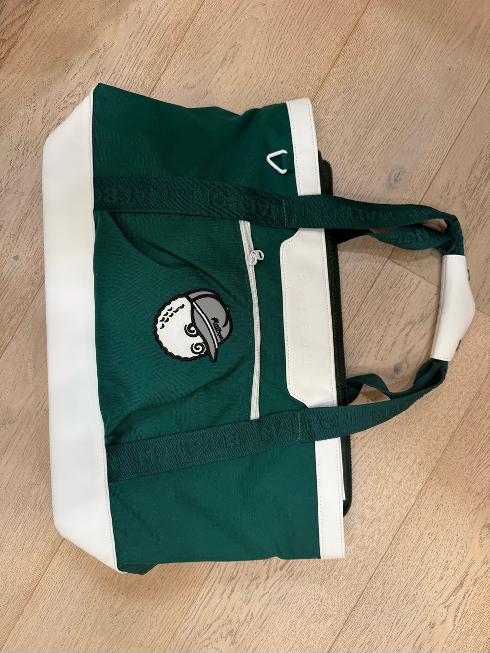 MALBONE green and White Canvas Tote with Logo Patch
